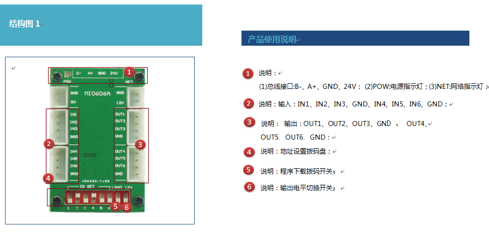 6路干接点模块使用说明 6路干接点模块使用说明