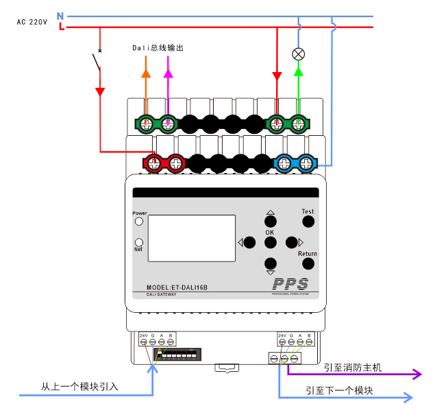 DALI调光调色控制模块接线图